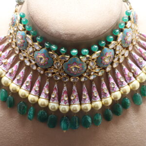 Kundan Meena Jadau Necklace Set with 
